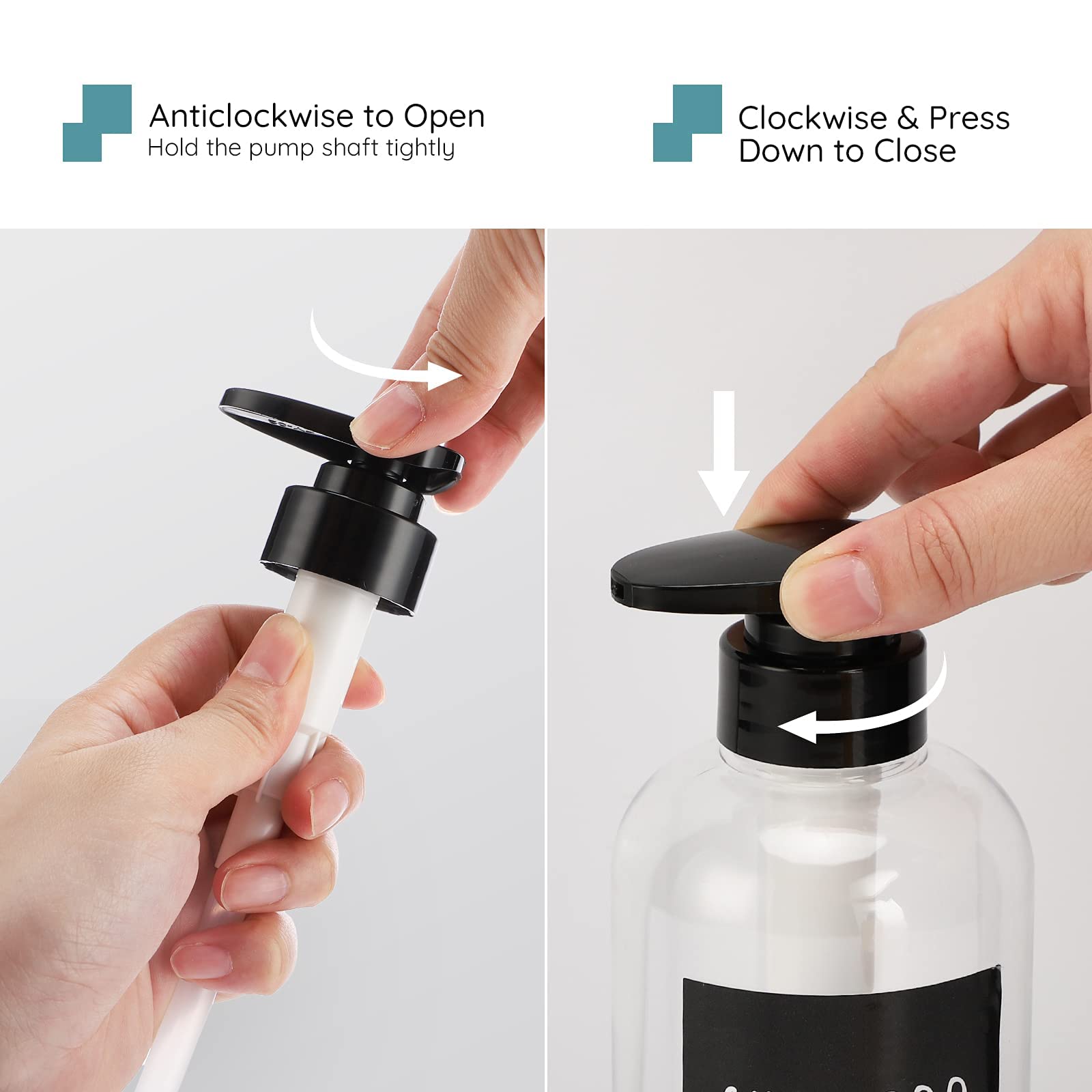 Shampoo and Conditioner Bottles  Segbeauty 2 Pack 16.9oz Refillable Shampoo Bottles  500ml Labeled Clear Shower Bottles Refillable  Large Empty Plastic Bathroom Soap Lotion Shampoo Dispenser with Pump